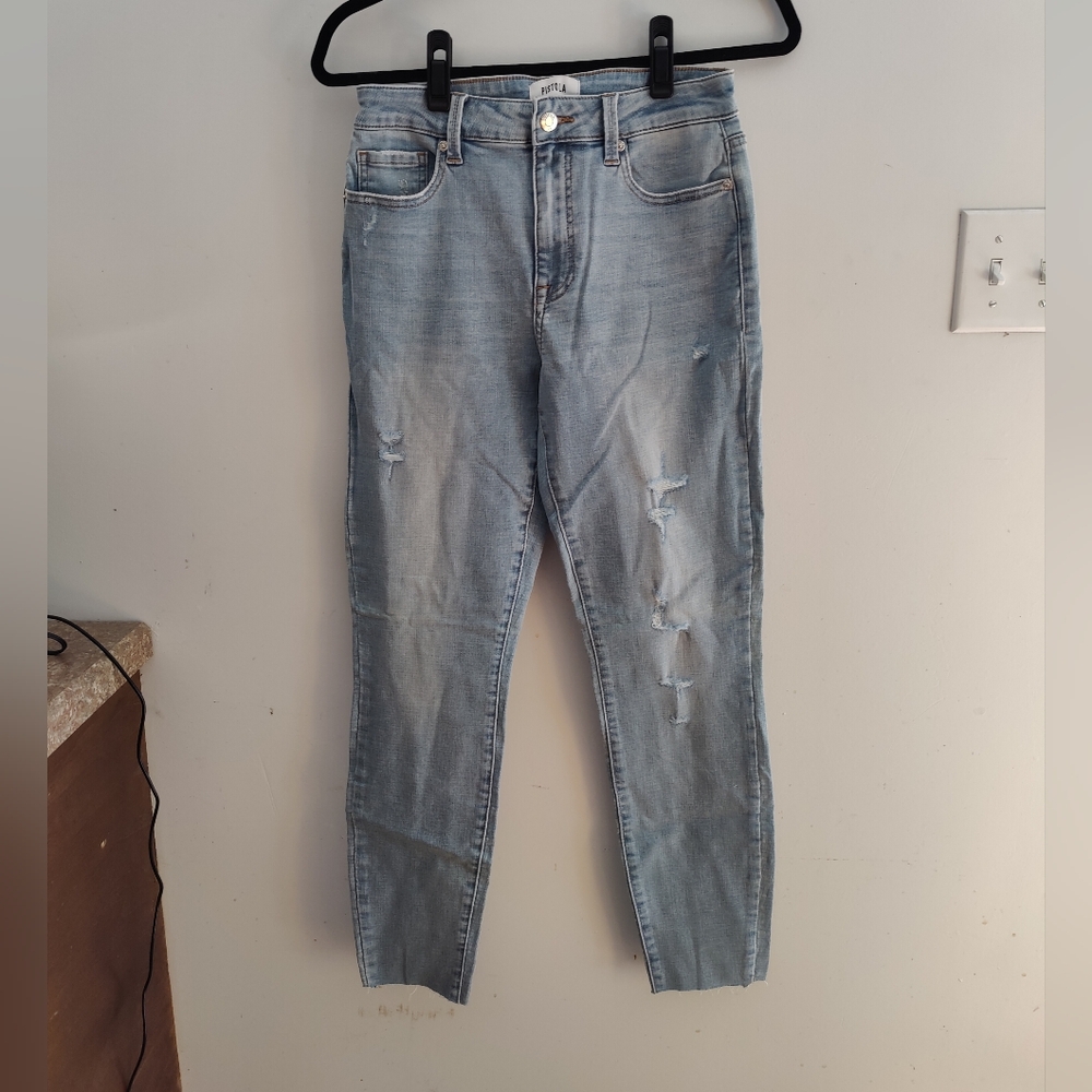 Pistola High Rise Distressed Cut Off Crop Skinny Jeans